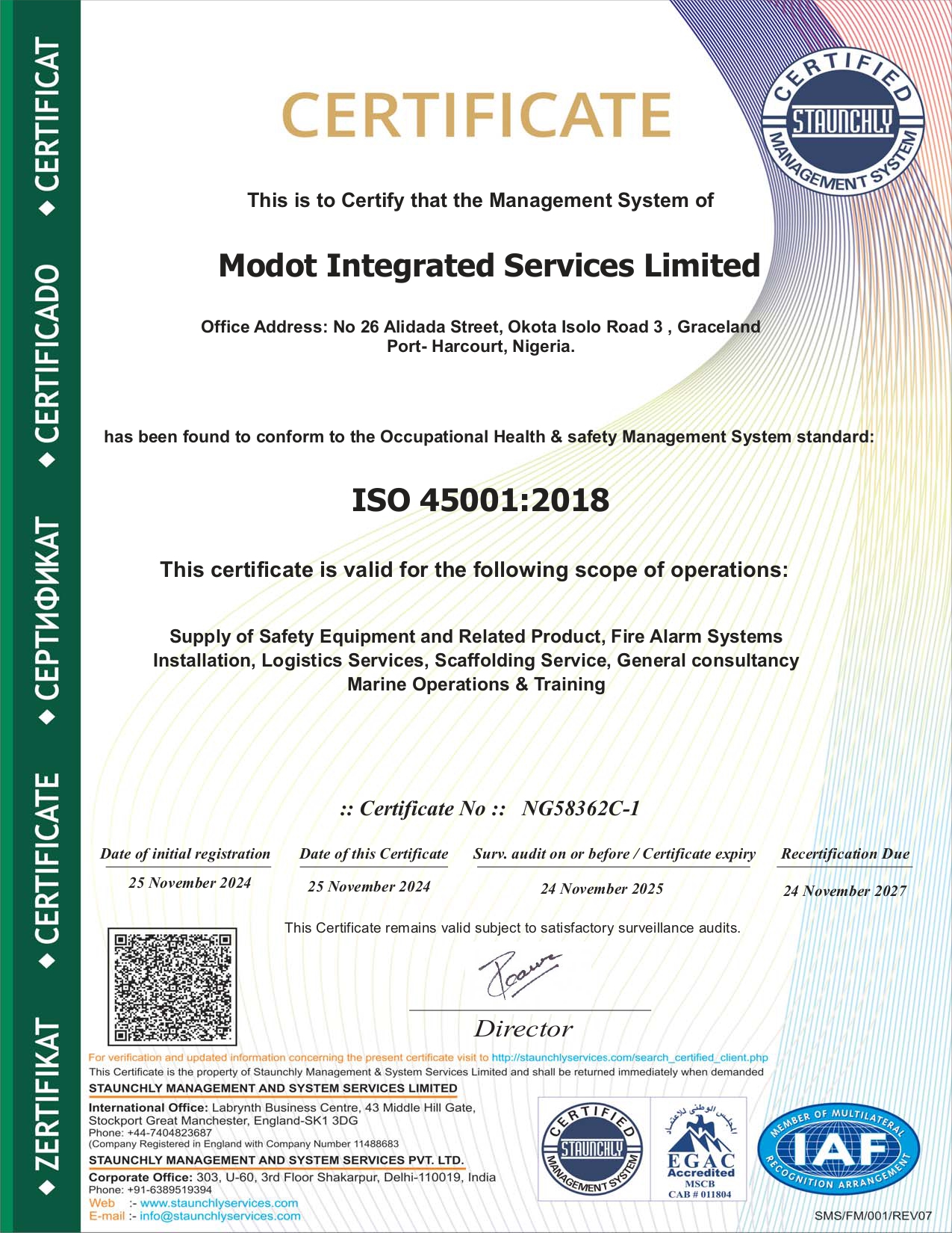 ISO 45001:2018 Certification